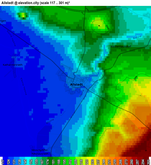 Allstedt elevation map