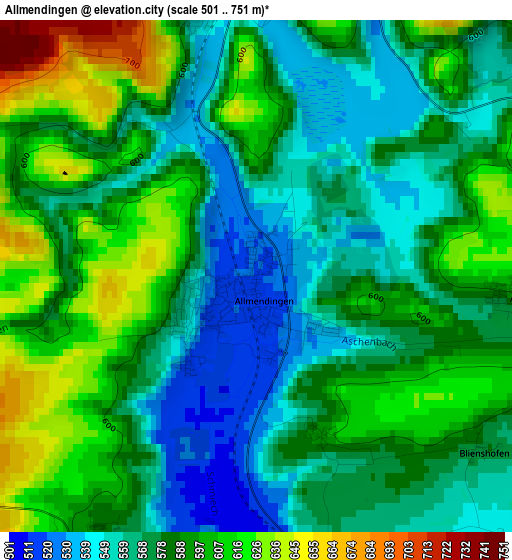 Allmendingen elevation map