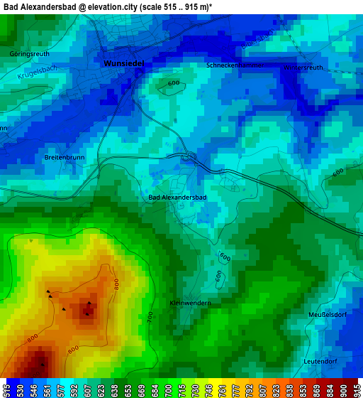 Bad Alexandersbad elevation map