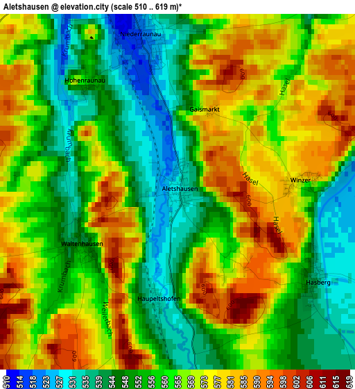 Aletshausen elevation map