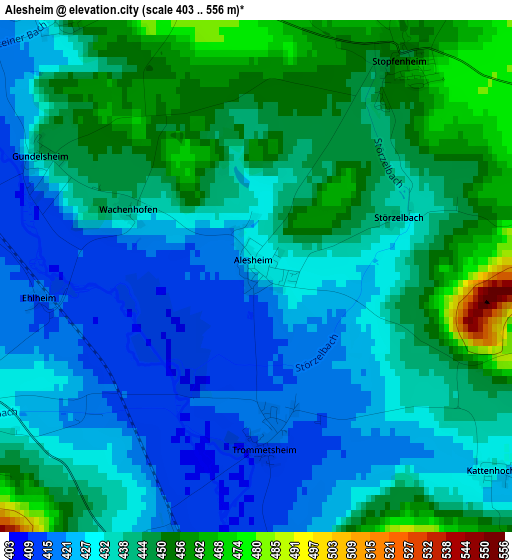 Alesheim elevation map