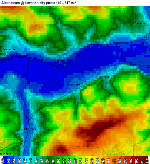 Albshausen elevation map