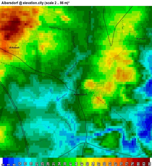 Albersdorf elevation map
