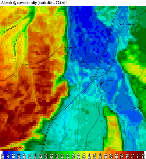 Aitrach elevation map