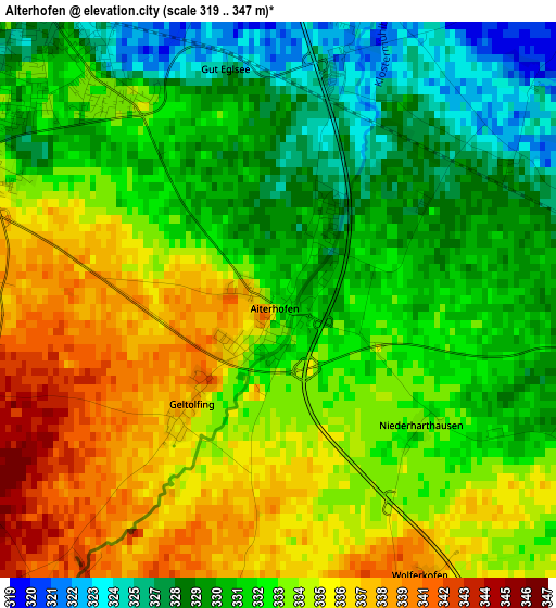 Alterhofen elevation map