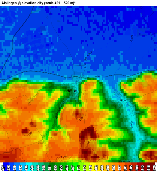 Aislingen elevation map