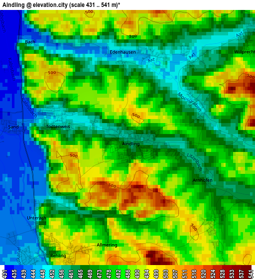 Aindling elevation map