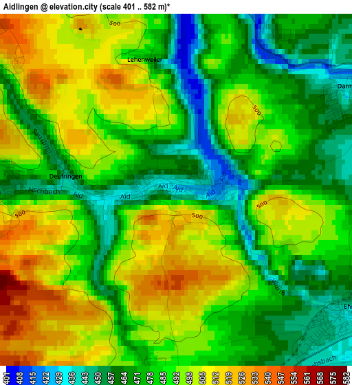 Aidlingen elevation map