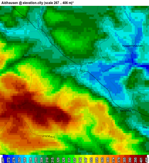 Aidhausen elevation map