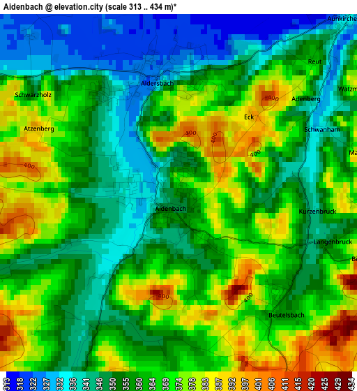 Aidenbach elevation map