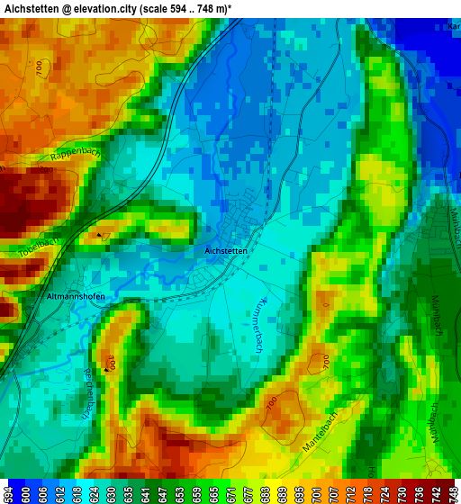 Aichstetten elevation map