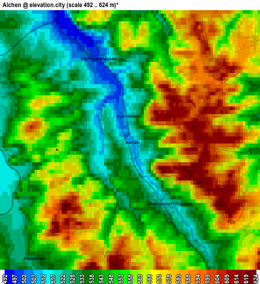 Aichen elevation map