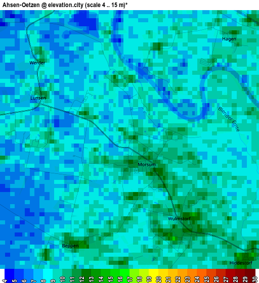 Ahsen-Oetzen elevation map