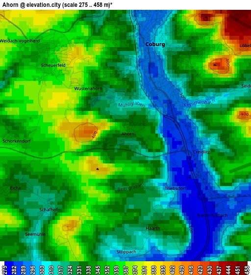 Ahorn elevation map