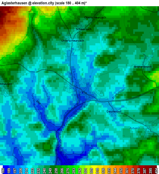 Aglasterhausen elevation map