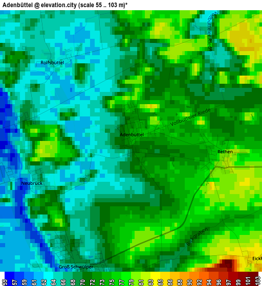 Adenbüttel elevation map