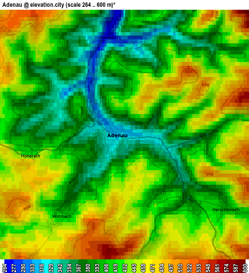 Adenau elevation map