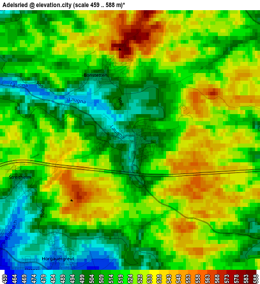 Adelsried elevation map