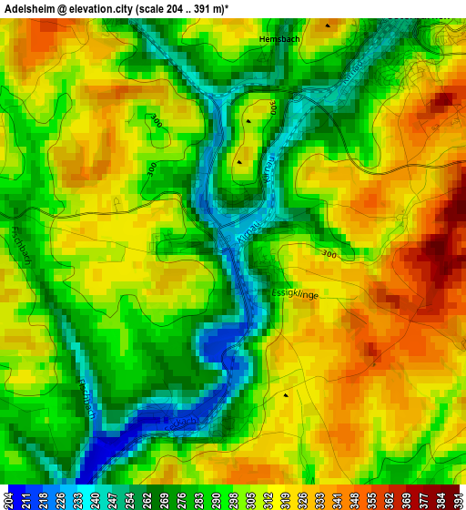 Adelsheim elevation map