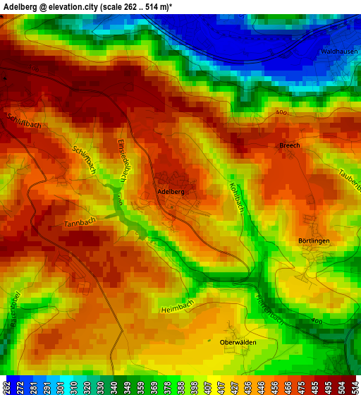 Adelberg elevation map