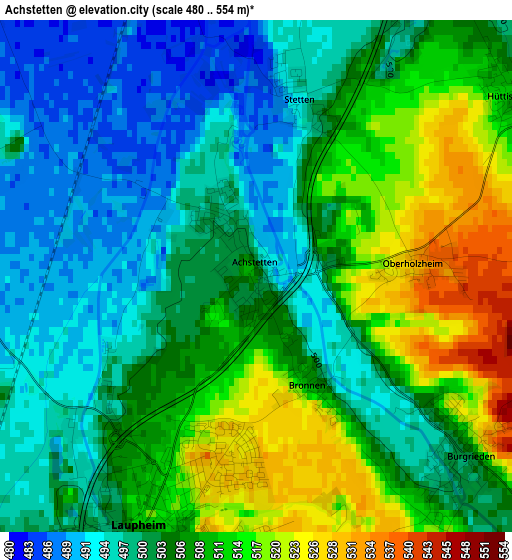 Achstetten elevation map