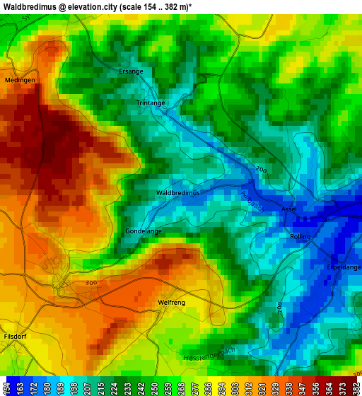 Waldbredimus elevation map