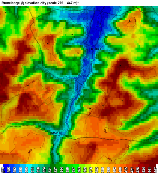 Rumelange elevation map