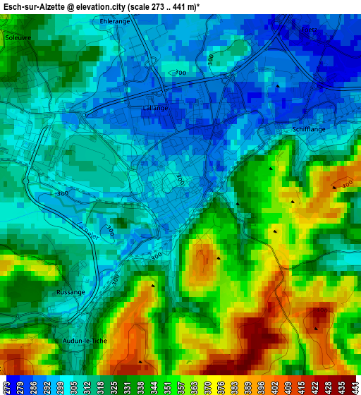Esch-sur-Alzette elevation map