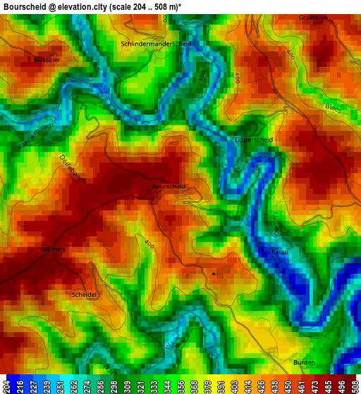 Bourscheid elevation map