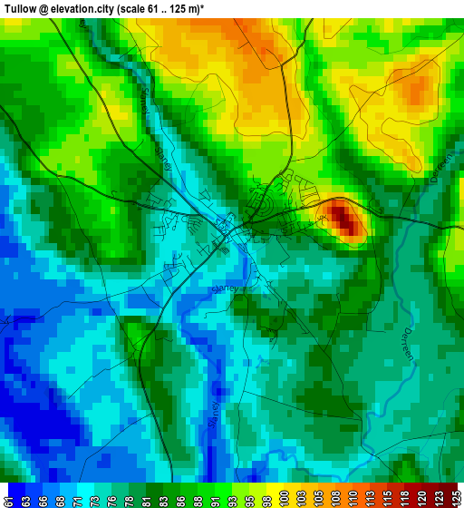 Tullow elevation map