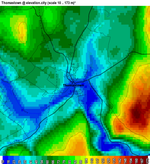 Thomastown elevation map