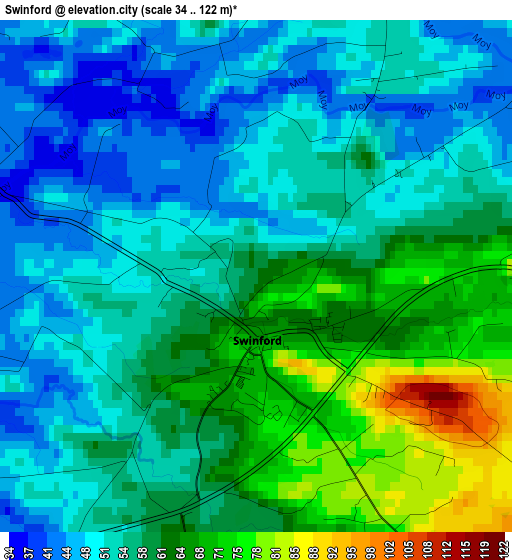 Swinford elevation map