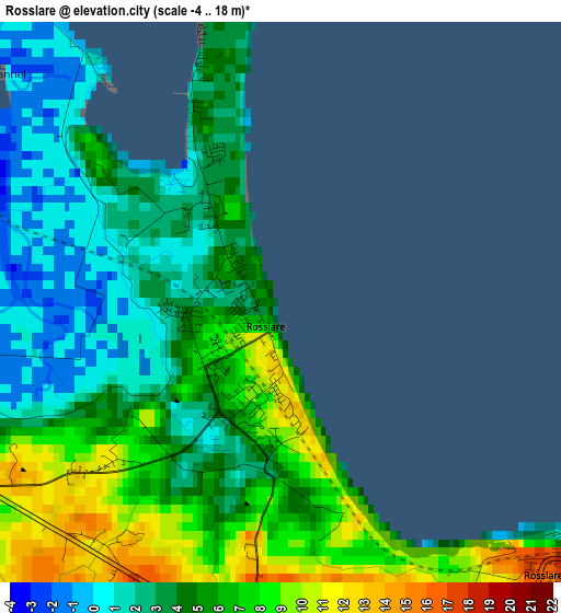 Rosslare elevation map