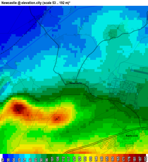 Newcastle elevation map