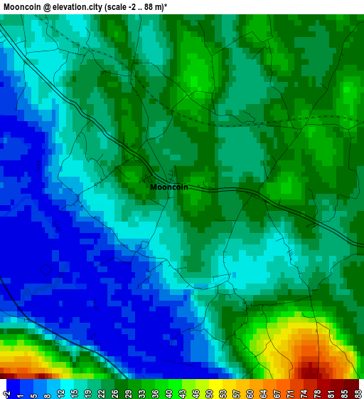 Mooncoin elevation map