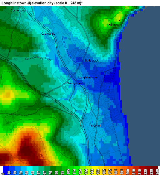 Loughlinstown elevation map