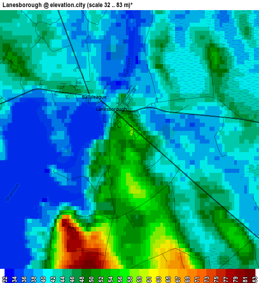 Lanesborough elevation map