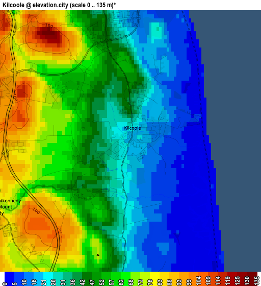 Kilcoole elevation map