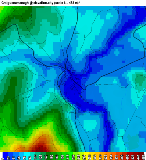 Graiguenamanagh elevation map