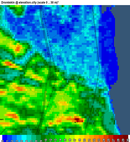 Dromiskin elevation map