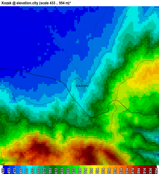 Kozak elevation map