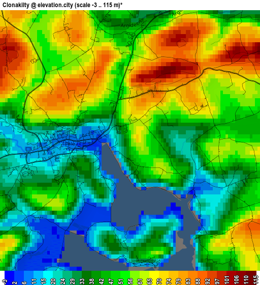 Clonakilty elevation map