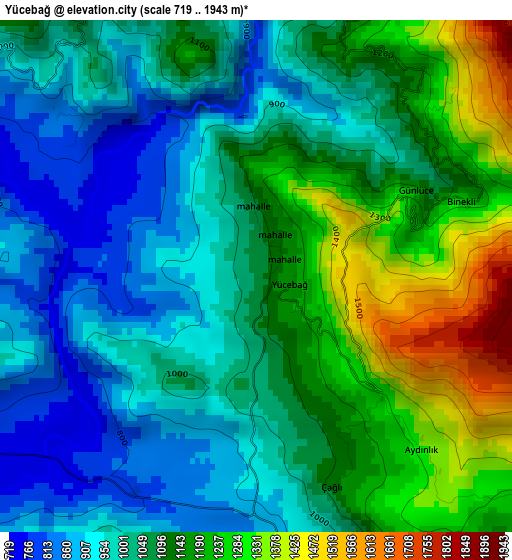 Yücebağ elevation map