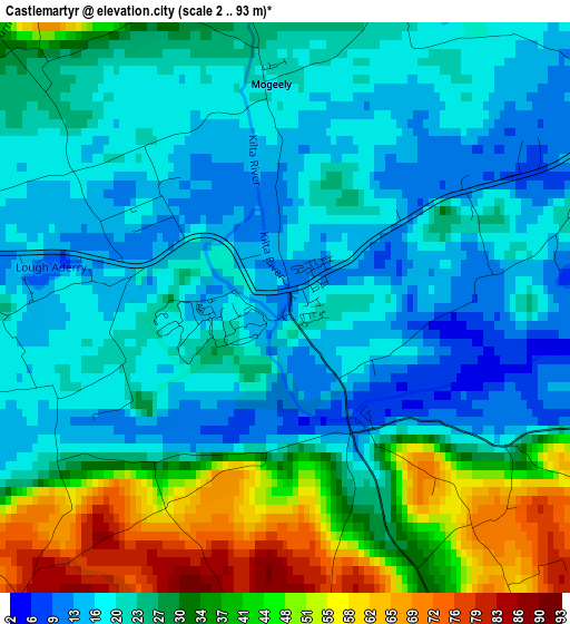 Castlemartyr elevation map