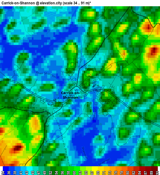 Carrick-on-Shannon elevation map