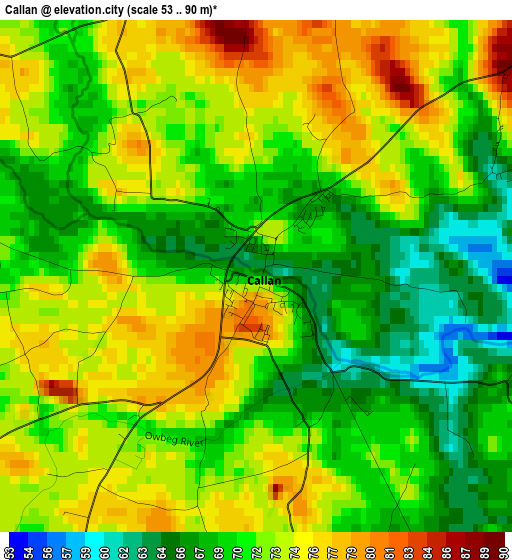 Callan elevation map