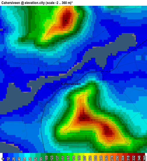 Cahersiveen elevation map