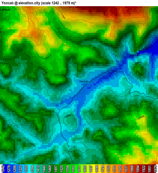 Yoncalı elevation map