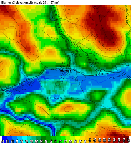 Blarney elevation map