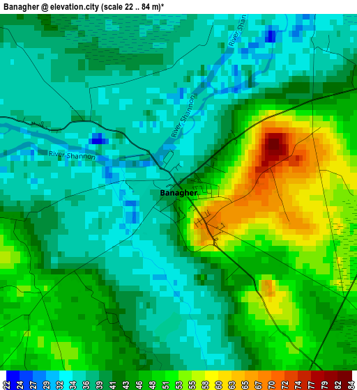 Banagher elevation map